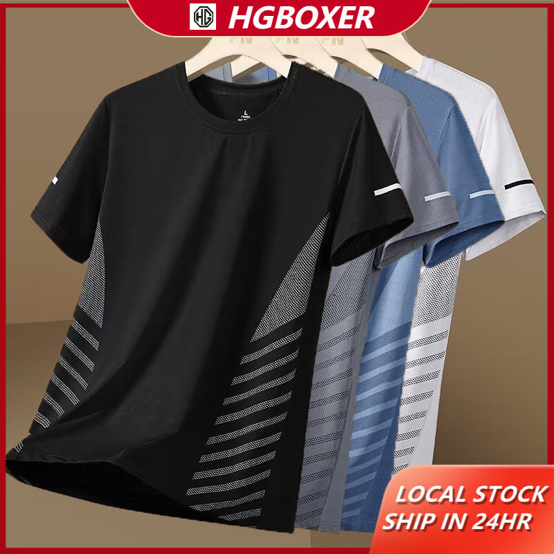 Ice Silk Men's Dri-fit Shirt Fashion Quick-Dry Solid Color Training/Sports Loose Mesh T Shirt Summer Cool Short Sleeve Casual Dri-Fit Basic Tops for Men Plus Size