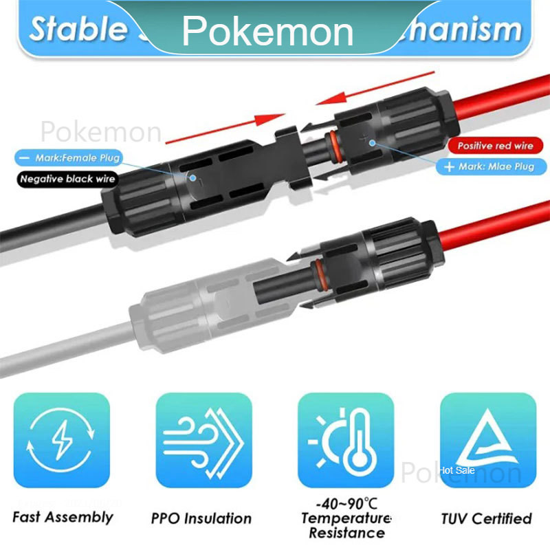 Solar Panel Extension Cable 10AWG/12AWG 6m㎡/4m㎡ Black & Red Wire with MC4 Female and Male Connector — view 4