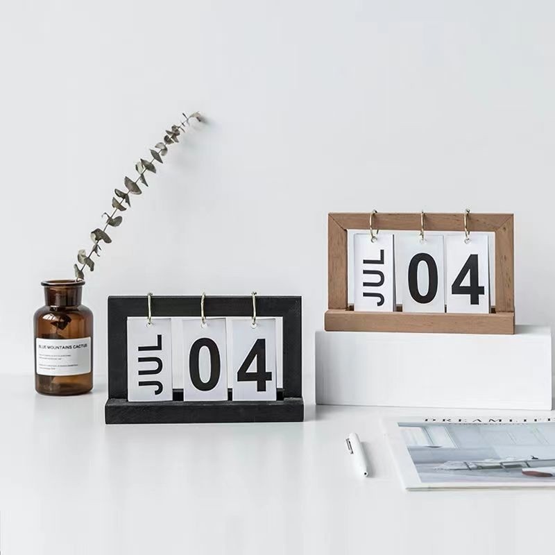 Wooden Calendar Nordic with Page-Turning Feature Durable Calendar Board Minimalist Desktop - Image 6
