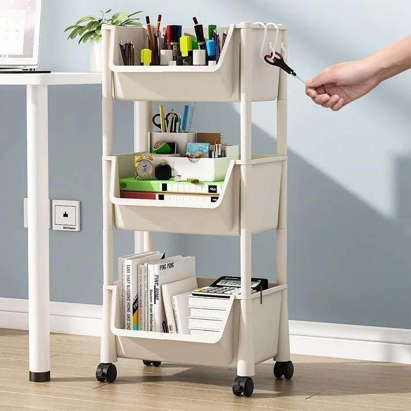 Trolley Bookshelf Kitchen Storage Rack Kitchen Corner Narrow Slit Storage Cabinet Home Organizer - Image 3
