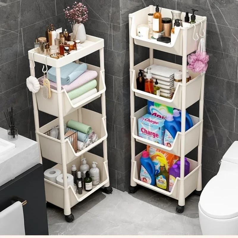 Trolley Bookshelf Kitchen Storage Rack Kitchen Corner Narrow Slit Storage Cabinet Home Organizer - Image 4