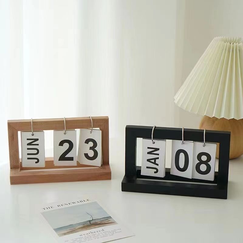 Wooden Calendar Nordic with Page-Turning Feature Durable Calendar Board Minimalist Desktop - Image 7