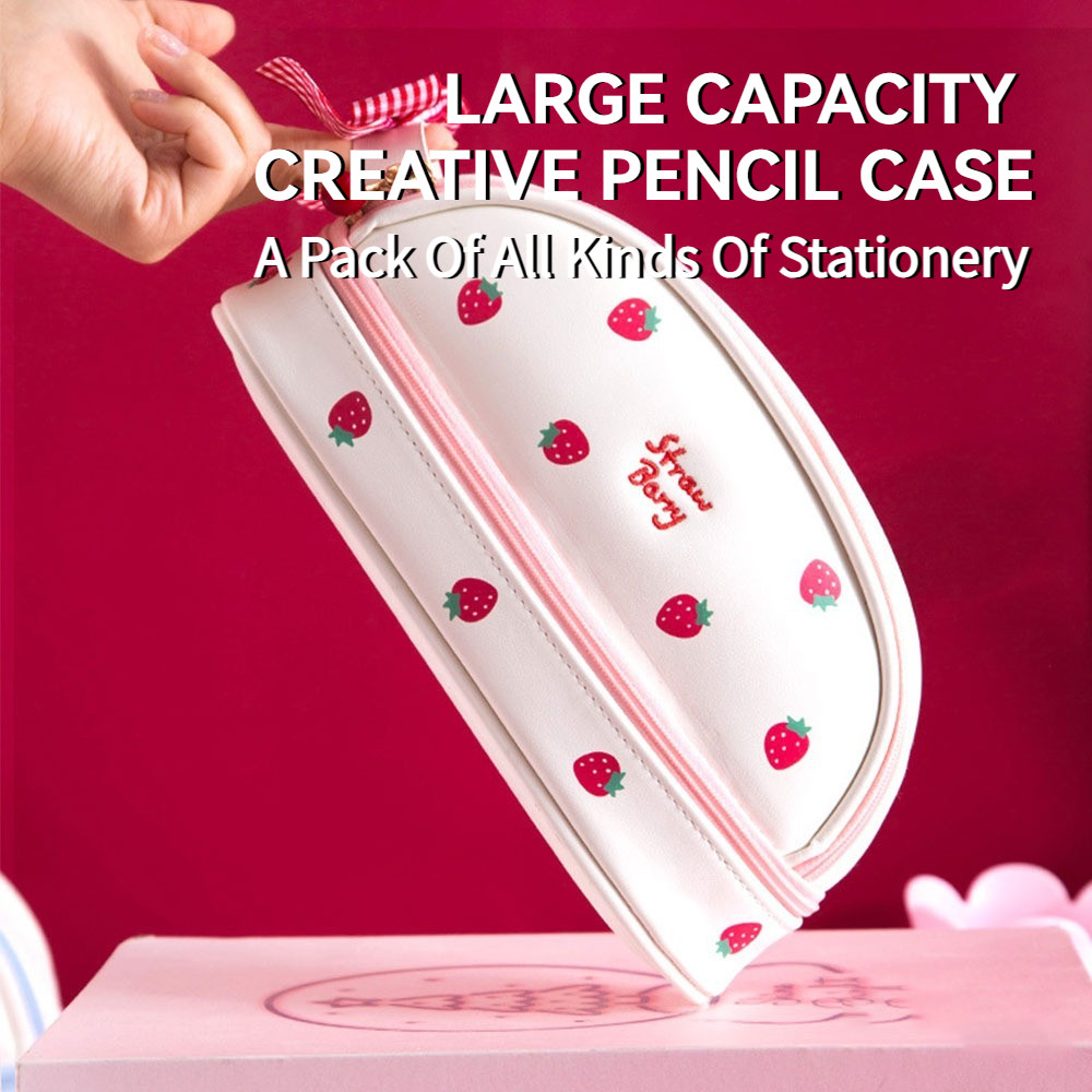 2 Layer Large Capacity PU Pencil Case Pink Cute Stationery Storage Bag/Cosmetics Storage for Girl — view 2