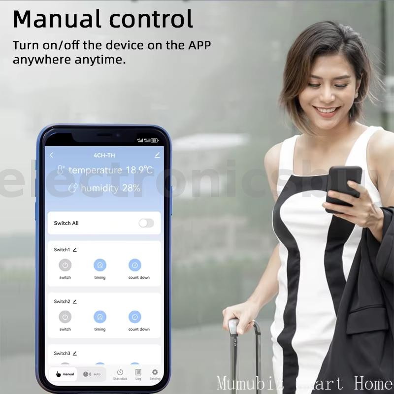 TYW0 4ch-RF Tuya Smart 4CH WiFi Smart Relay Switch 10A 3500W Temperature Humidity Sensor Voice Control with Alexa Google Home Smart Home Automation Remote Control AC/DC 7-32V  — view 3