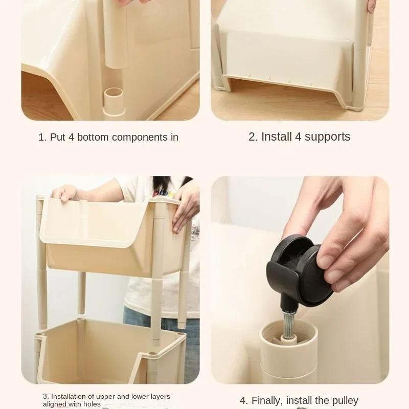 Trolley Bookshelf Kitchen Storage Rack Kitchen Corner Narrow Slit Storage Cabinet Home Organizer - Image 5