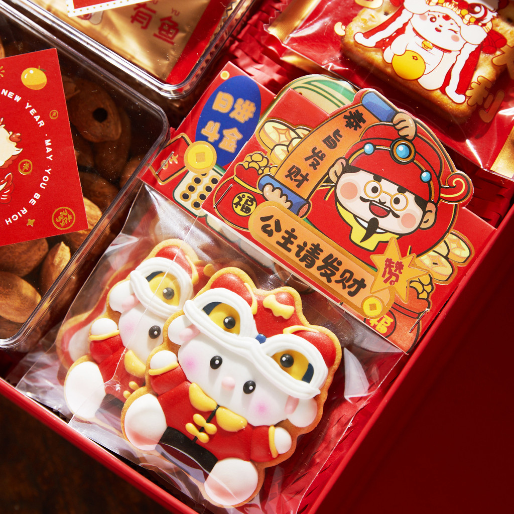 2025 New Year Icing Biscuit Packaging Bag Decorative Page Eyebrow Snowflake Crisp Cookie Candy Transparent Machine Sealing Bag Jam