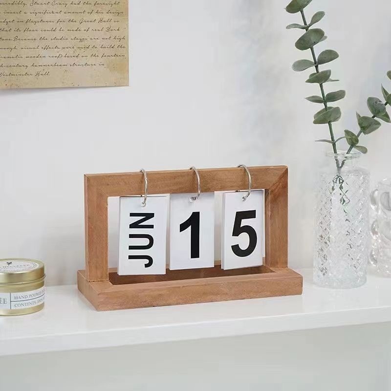 Wooden Calendar Nordic with Page-Turning Feature Durable Calendar Board Minimalist Desktop - Image 4