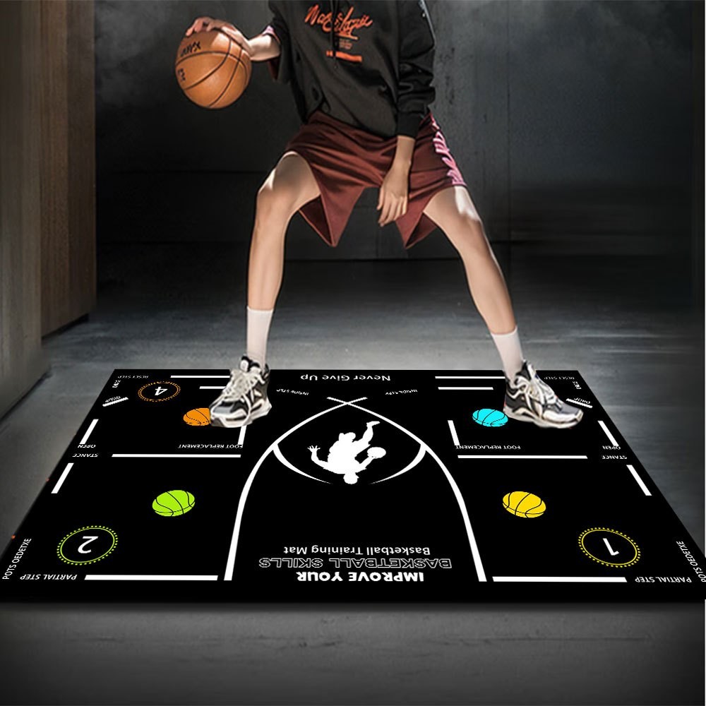 thumbnail: Basketbaltrainingsmat: Draagbare Antislip Mat Voor Voetwerk - 120 X 86 Cm - Voor Indoor Training & Stille Oefeningen