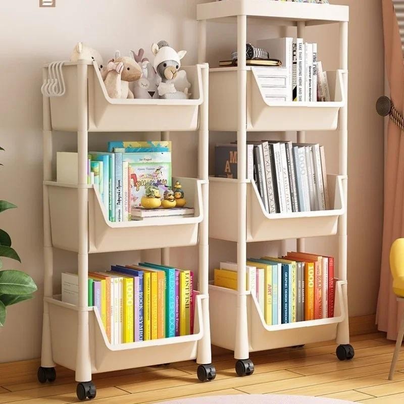 Trolley Bookshelf Kitchen Storage Rack Kitchen Corner Narrow Slit Storage Cabinet Home Organizer - Image 2