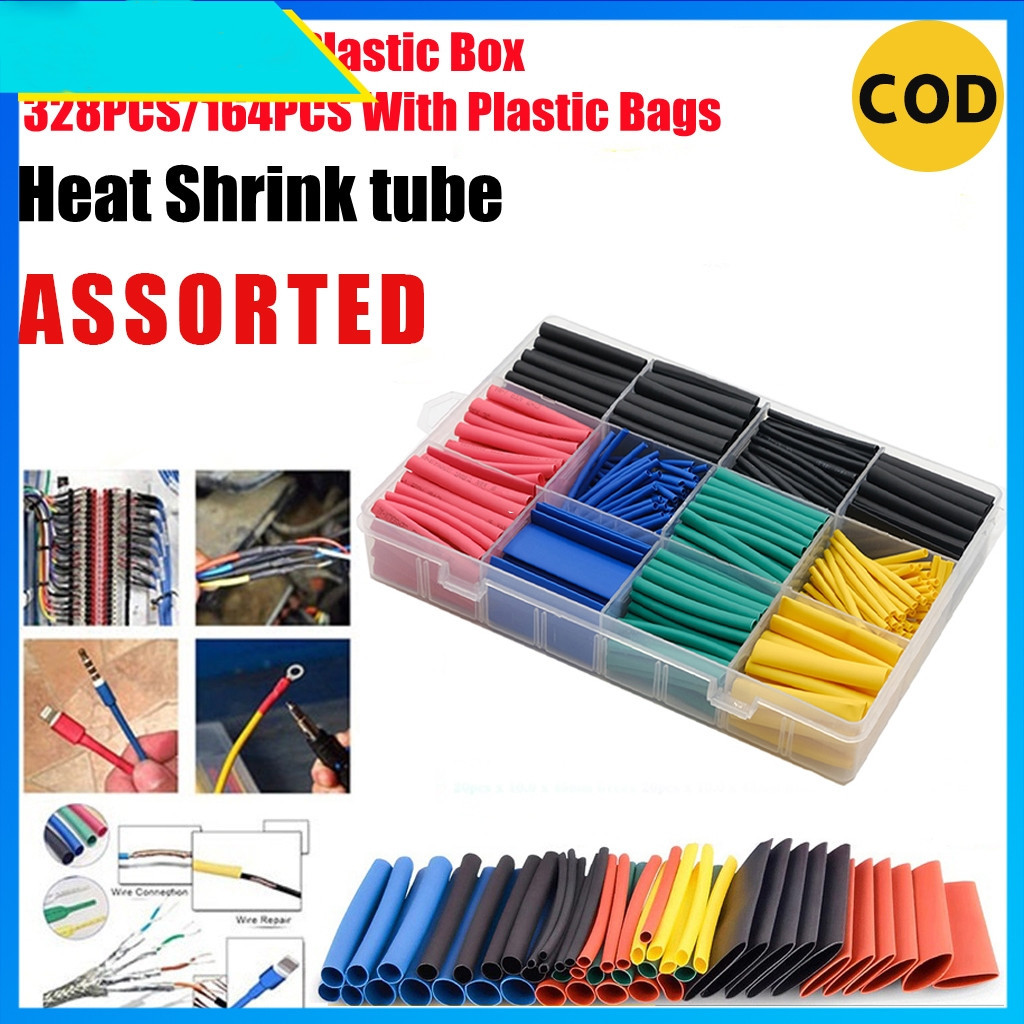 530/328/164pcs Heat Shrink Tubing Insulation Shrinkable Tubes Assortment Electronic Polyolefin Cable Sleeve