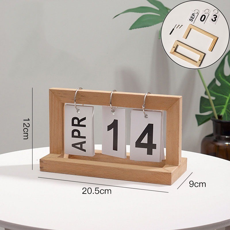 Wooden Calendar Nordic with Page-Turning Feature Durable Calendar Board Minimalist Desktop - Image 3
