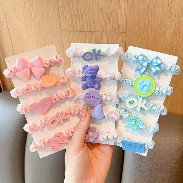 hair ponytail ponytail set pony tail for kids Sweet hair rope cute small intestine hair ring baby tie scalp band girl hair rope ponytail rubber band head rope hair ornament