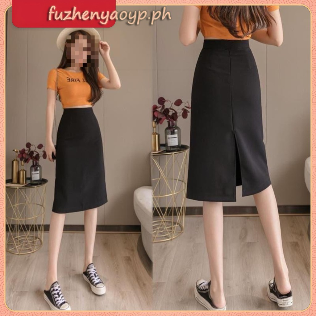 2023 Summer New Style Straight Suit Skirt Women High Waist Back Slit Hip A-Line Mid-Length