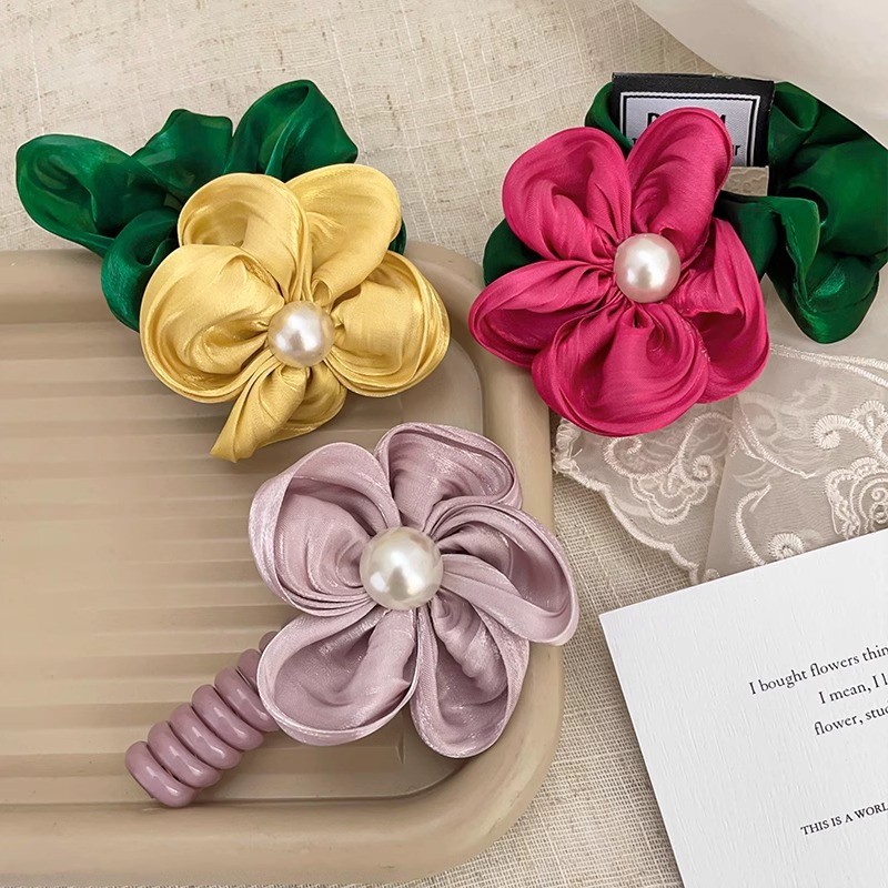 High-end Feel Pearl Flower Tie Hair Durable Hair Tie Women