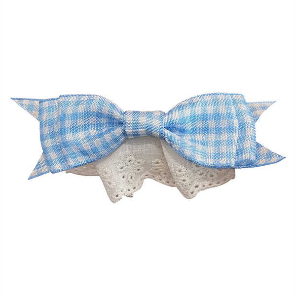 hair clip hair clamp New blue check bow hairpin hair trim lace trim headdress girly heart bangs duckbill clip cute hairpin