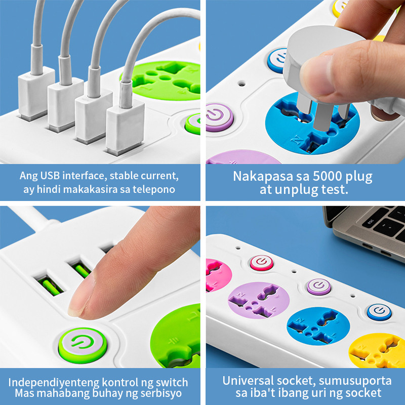 extension socket Power strip  8 metro, 2500w outlet socket, USB interface plug board, household multi-function universal jack extension outlet with switch - Image 7
