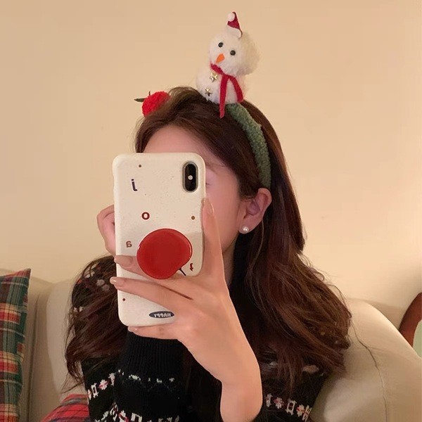 headband christmas headband hairband Super cute cute plush bear snowman hairpin girl funny headband hair ornament forehead bangs clip Christmas vibe accessories