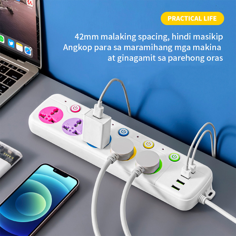 extension socket Power strip  8 metro, 2500w outlet socket, USB interface plug board, household multi-function universal jack extension outlet with switch - Image 4