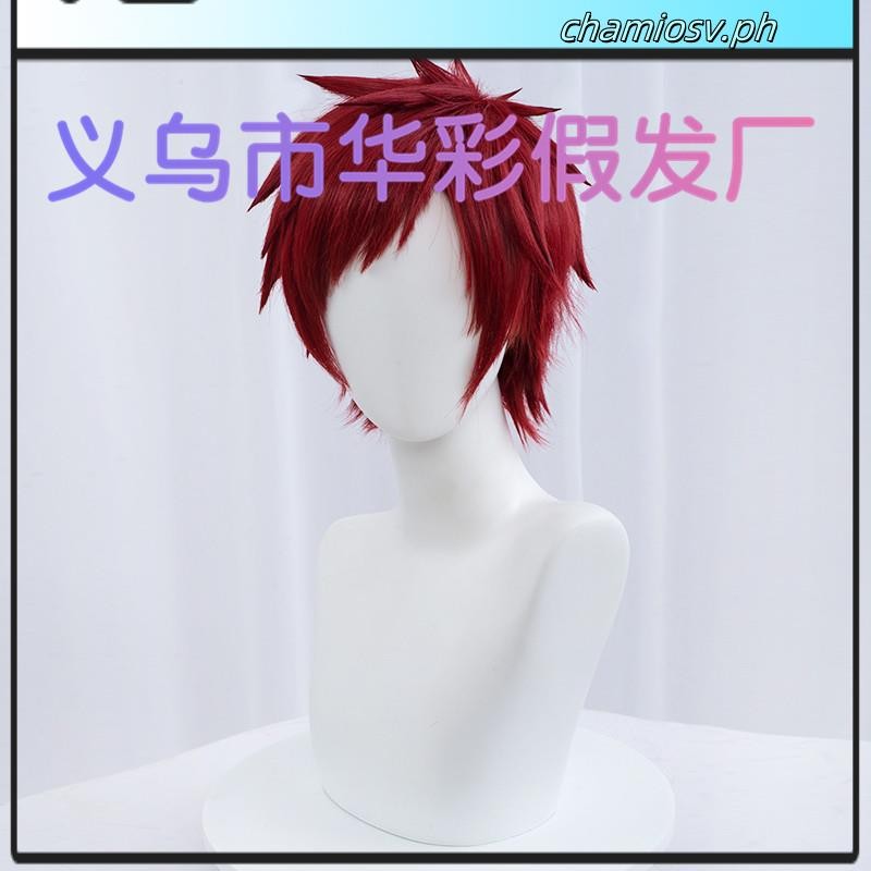 Jecarden Anime Naruto Gaara Cosplay Men Wig Short Red Anime Heat Resistant Synthetic Wigs