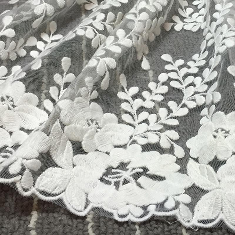 1Yard White Lace Fabric Embroidered Sewing Supplies Ribbon Lace Trim Dress DIY Garment Curtains Accessories 32CM Wide