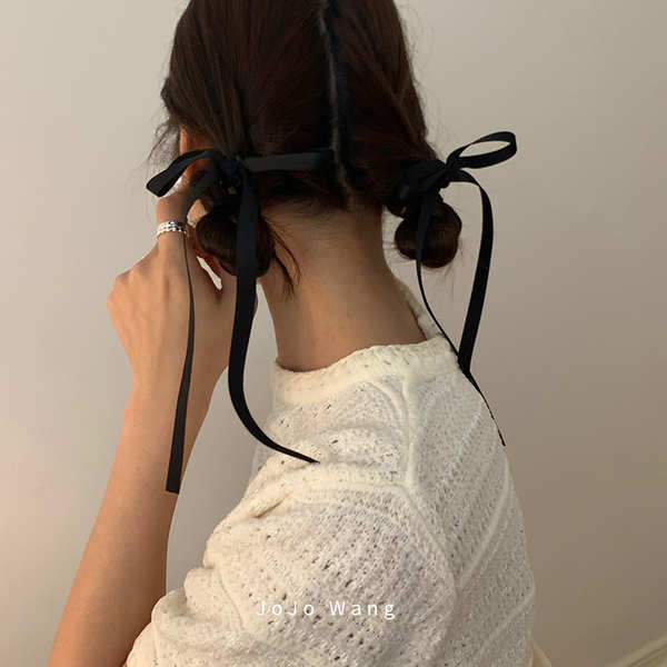 hair clip hair clamp ribbon hair clip Delicate ballet style streamer pair clip small hair grab, black hairpin, white fan with hairpin, hair ornament, headdress, bow