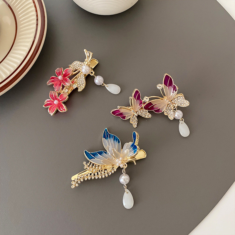 hair clip flower flower hair clip set flower clip French temperament, flowers, small side hairpins, bangs, broken hairpins, butterfly rhinestone hairband, back of the head, women’s