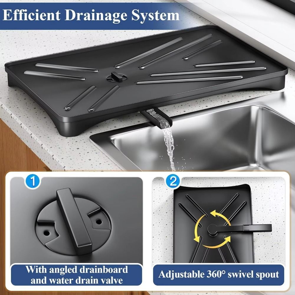 LUNASOL Dish Drying Rack, Large Capacity Black Iron Kitchen Storage Shelf, Organizer Rust-Proof Utensils Chopsticks Holder Extendable Kitchen Counter Organizer Over The Sink - Image 2