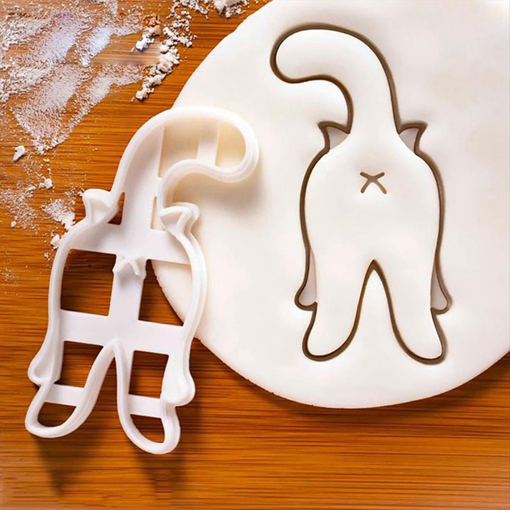 goujhlokfe Plastic Cat Mold Kitty Butt Shape DIY Biscuit Cookie Mold Stamp Bakeware DIY Biscuit Hand Mold Baking Supplies - Image 5