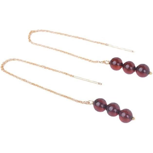 s925Silver thread earrings for women with blood amber and honey amber, elegant long earrings that make the face look slimmer, artistic handmade earrings - Image 5