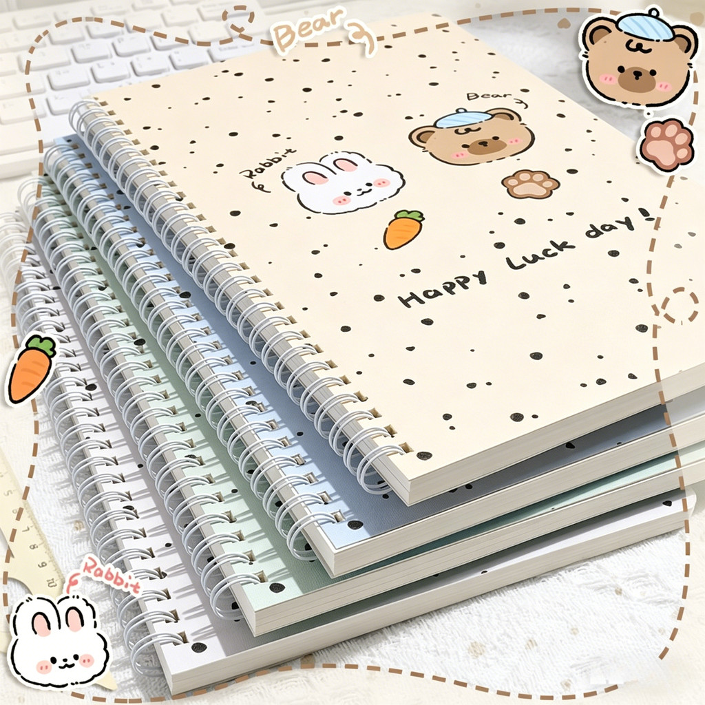 4pcs/A5 Notebook Binder Notebook Cute Pattern Notebook Coil Book Spiral Notebook Office Supplies