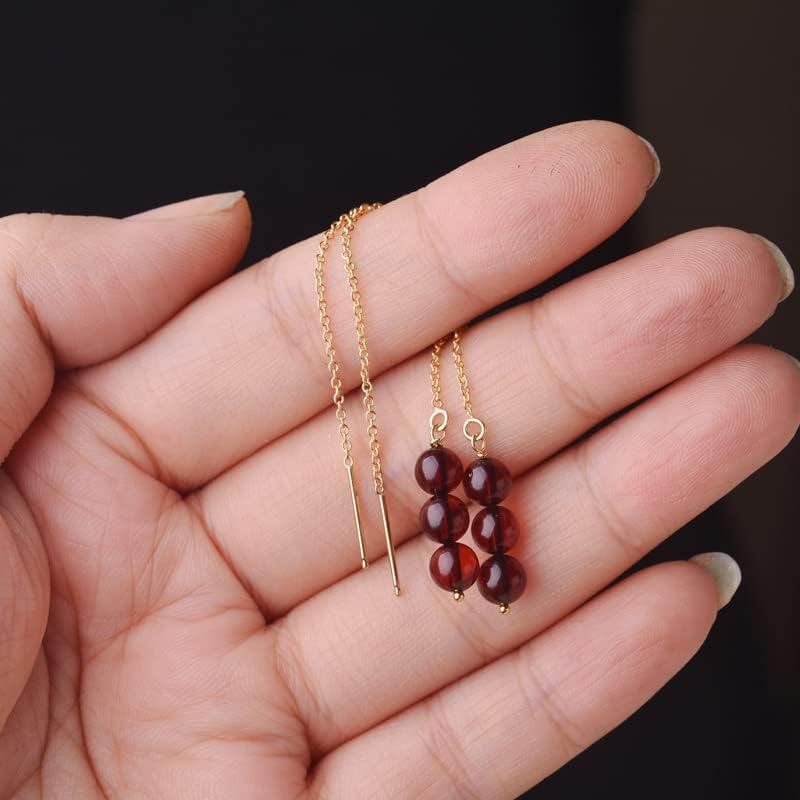 s925Silver thread earrings for women with blood amber and honey amber, elegant long earrings that make the face look slimmer, artistic handmade earrings - Image 2