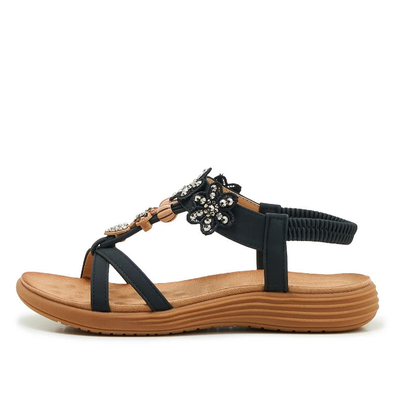Summer Bohemian Floral Elastic Lightweight Beach Sandals - Ethnic Style for Women - Image 3