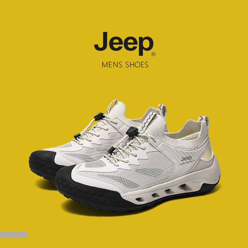 JEEP Men's Shoes Double-Layer Mesh Breathable Quick-Drying Shock-Absorbing Low-Top Elastic Band - Image 4