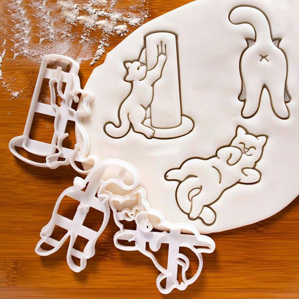 goujhlokfe Plastic Cat Mold Kitty Butt Shape DIY Biscuit Cookie Mold Stamp Bakeware DIY Biscuit Hand Mold Baking Supplies - Image 4