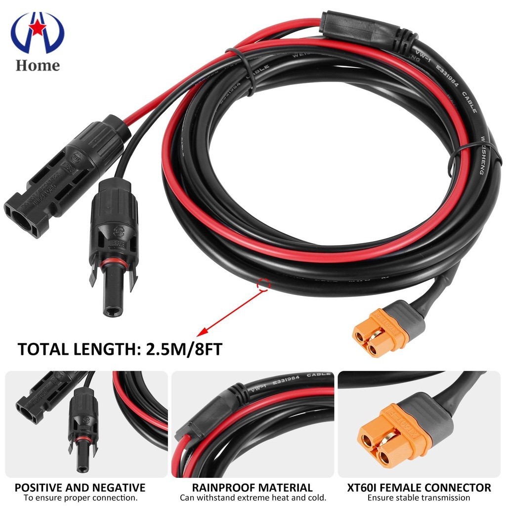Solar Charge Cable Connector 8FT Professional MC4 to XT60i Solar Charge Adapter for Outdoor HL — view 5