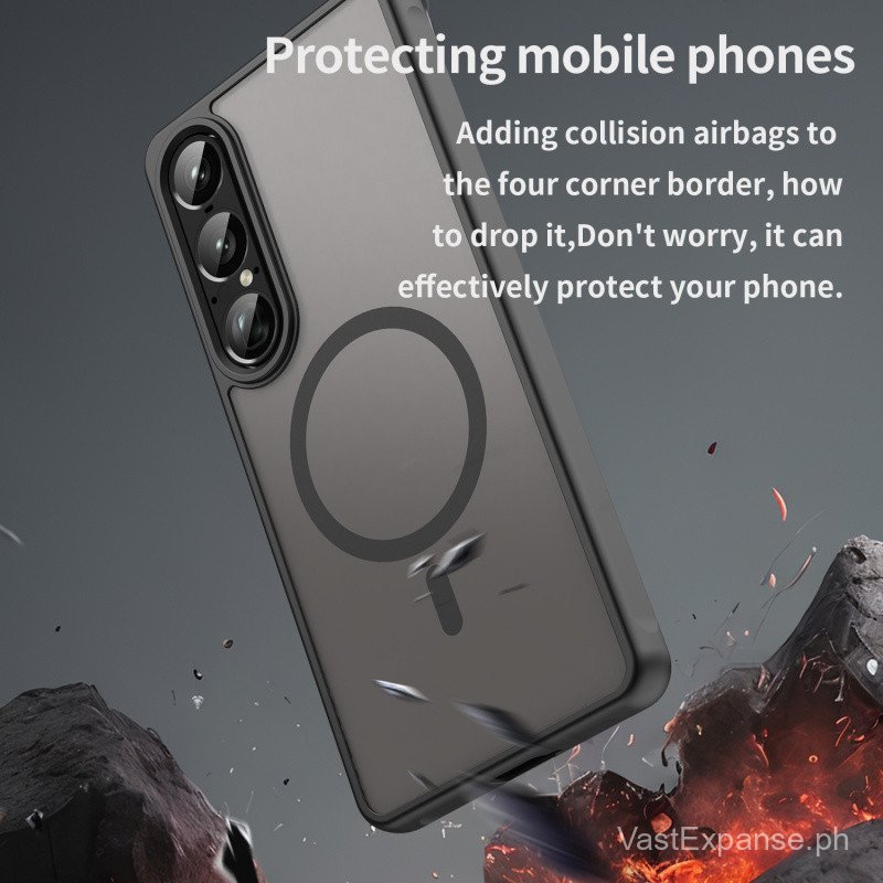 Skin Friendly Matte Mangetic Wireless Charging Translucent Phone Case For Sony Xperia 1 VII Full Lens Protectin Slim Hard Shockproof Back Cover - Image 2