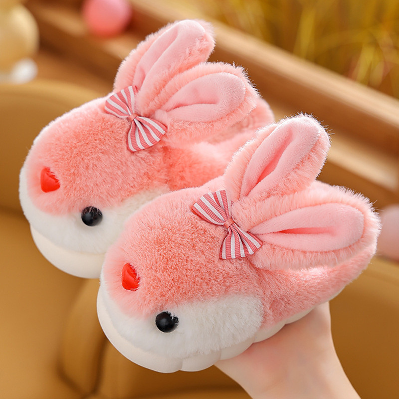 Children Cotton Slippers Girls Cute Indoor Anti-slip Girls Princess Autumn Winter Boys Rabbit Home Baby Slippers - Image 2