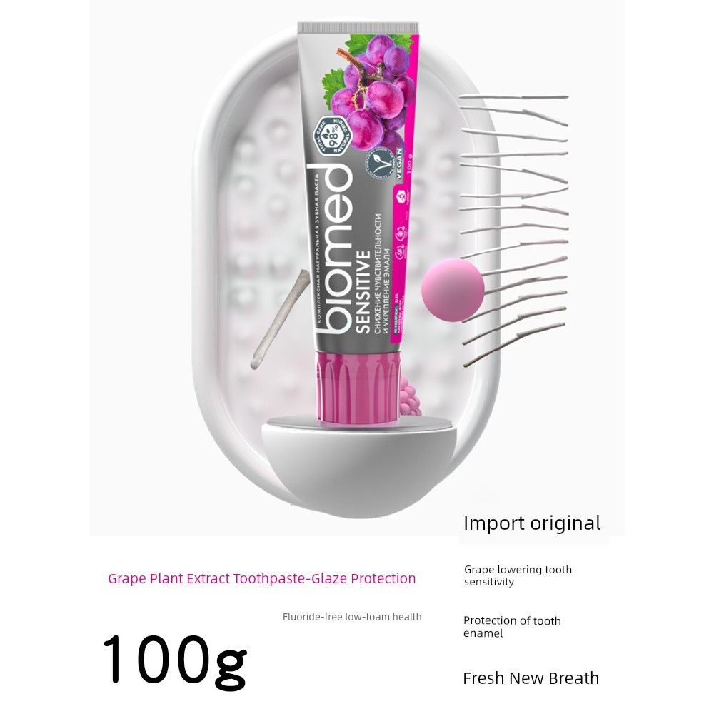 Russia Imported biomed Plant Fluoride-Free Toothpaste biomed Whitening Fresh Breath Gum Care 100g - Image 2