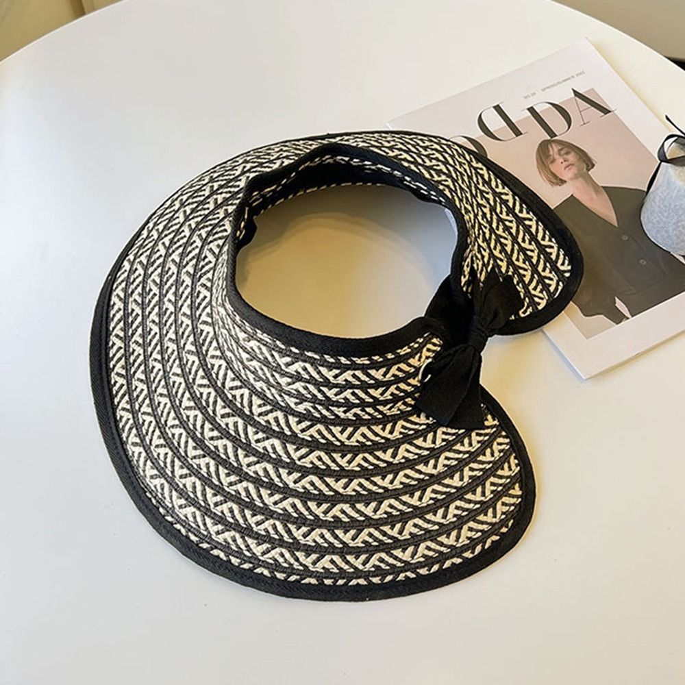 GSWLTT Wide Brim Visor, UV-Resistant Visor Empty Top Straw Visor Hat, Fashion UV Protection Foldable Visor Hat Sun Protection - Image 3