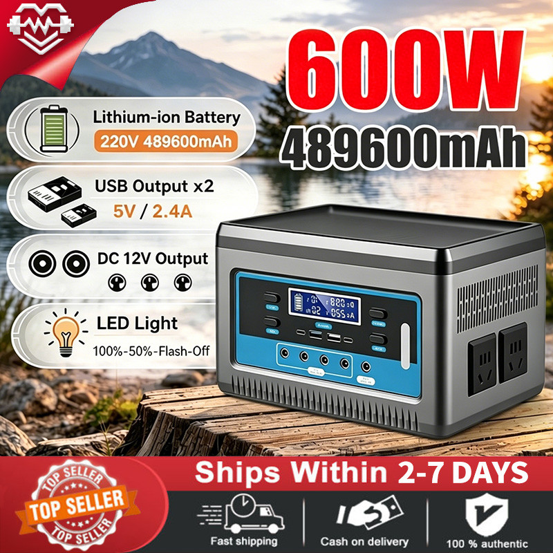 Portable 600W / 489600MAH Power Station, 220V High-Capacity Outdoor Battery Generator for Camping