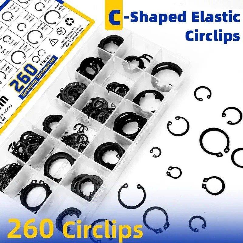 260pcs C-Clip Retaining Ring Set 24 Different Sizes 4M-30M E-Clip Circlip Assortment with 1 DON - Image 3