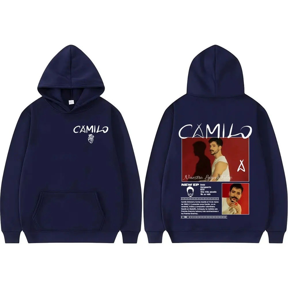 Singer Camilo Echeverry Ncestro Lugar Feliz Tour 2025 Merch Pullover Men Women Fashion 90s Vinta EVL - Image 3