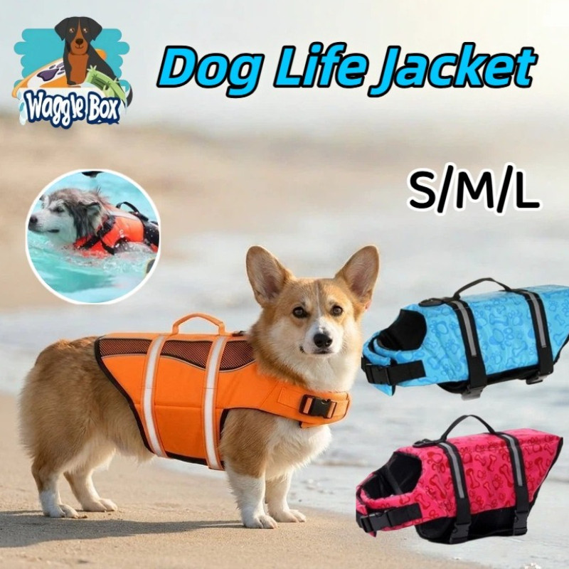 Dog Life Jacket High Reflective Strip Breathable Mesh Safety Buckle Beach Pool Small Large Dogs