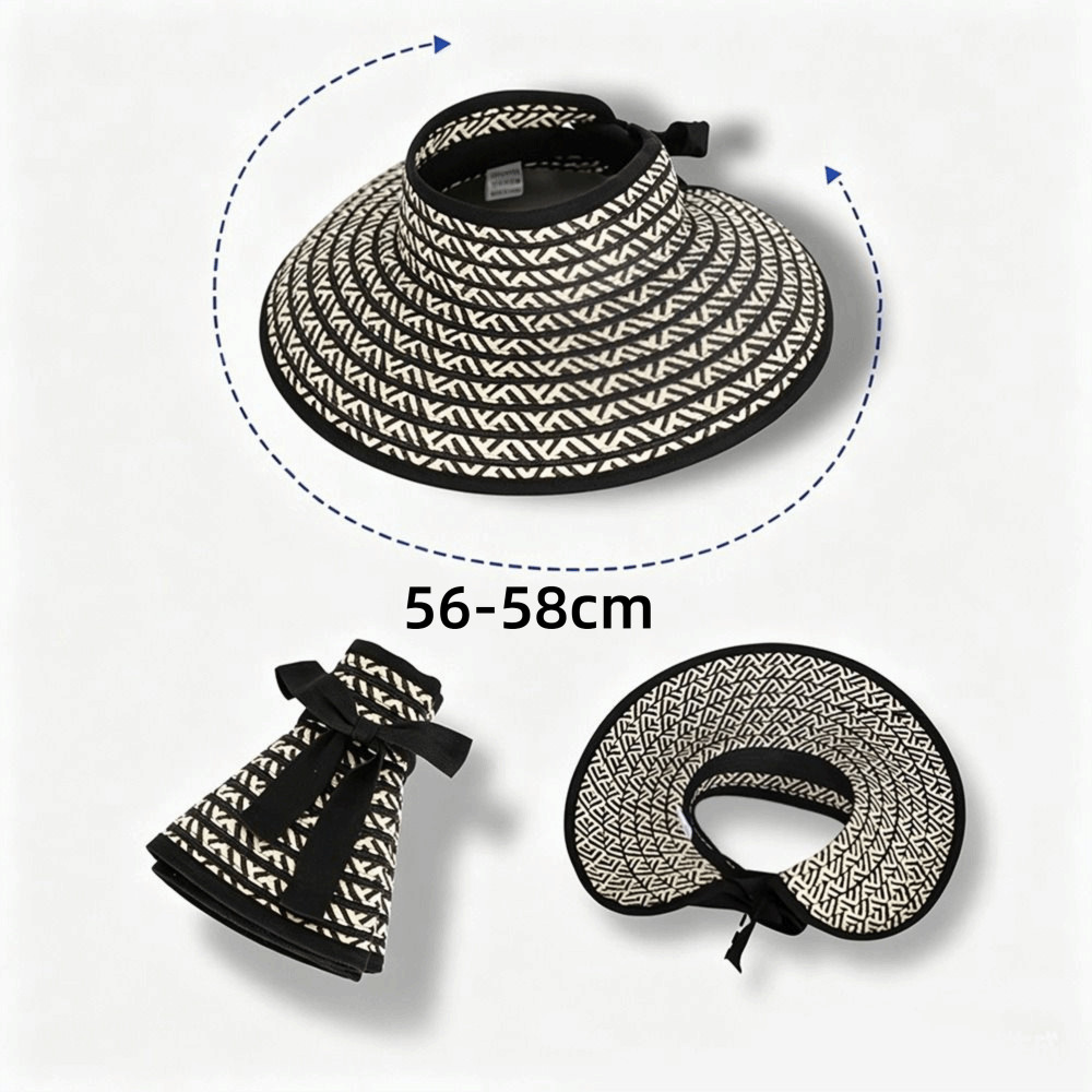 GSWLTT Wide Brim Visor, UV-Resistant Visor Empty Top Straw Visor Hat, Fashion UV Protection Foldable Visor Hat Sun Protection - Image 4