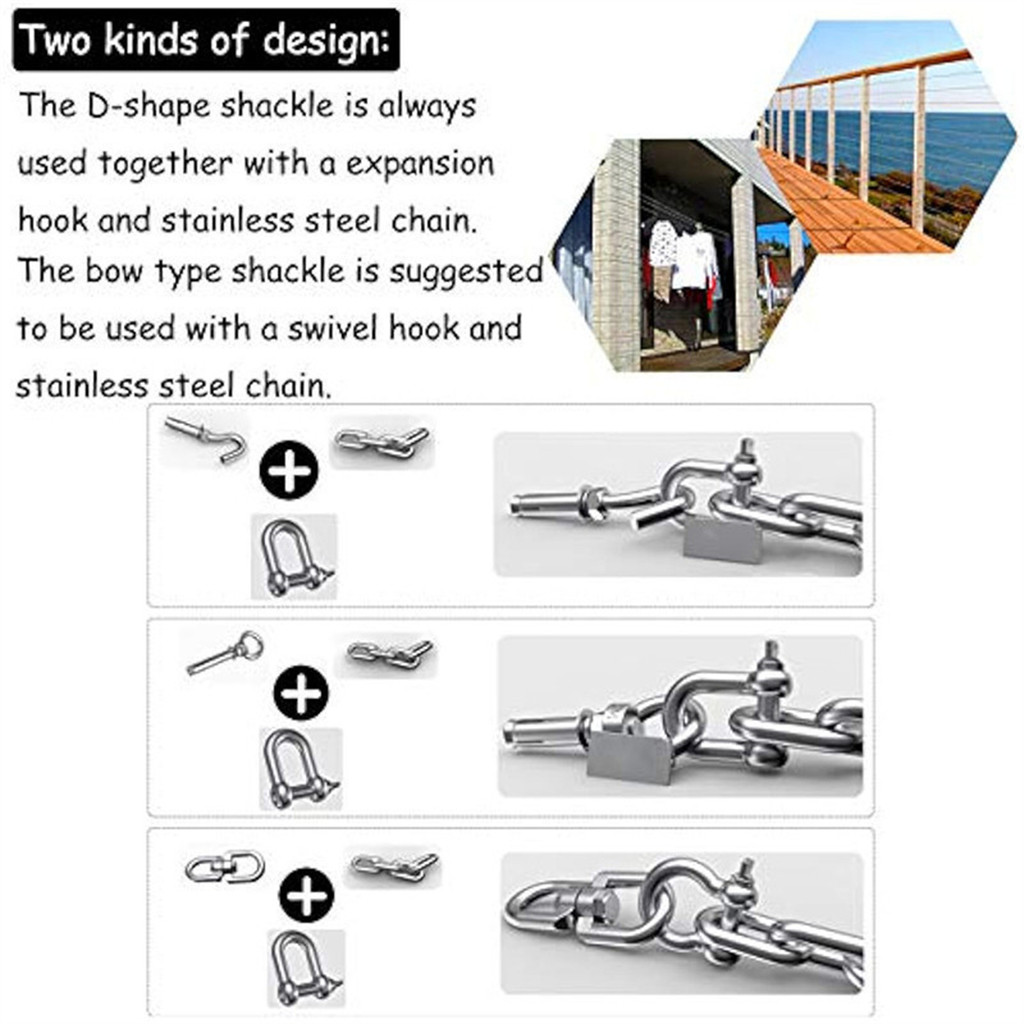 M14 304 Stainless Steel Corrosion-Resistant Lifting Shackle Stainless Steel D-Shackle - Image 3