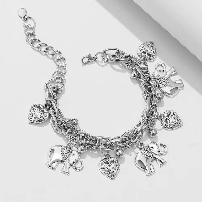 SYMart Boho Retro Elephant Heart Pendant Anklet Alloy Carved Bracelet Foot Ankle Chain Jewelry Gifts - Image 3