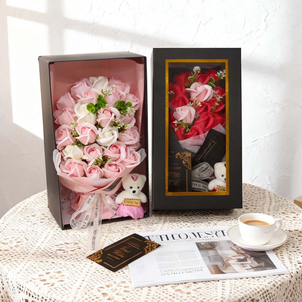 11/23PCS Rose Flower Gift Box With LED Light Eternal Bouquet Valentine's Day Christmas Birthday Gift - Image 4