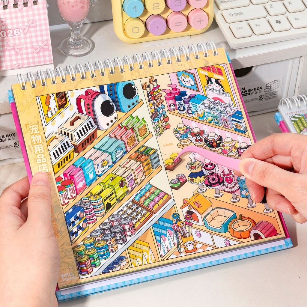 Junbei Super Code Goods Staff Landscaping Sticker Book Miniature Landscape Stickers Children Girls Handmade diy Quiet Book - Image 3