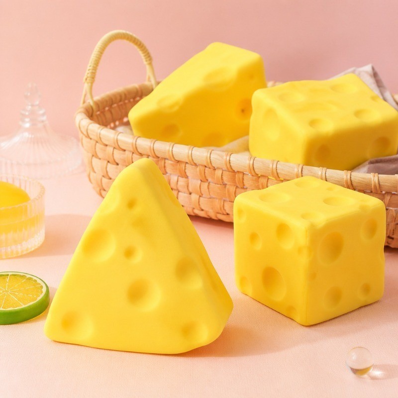 Soft Slow Rebound Cheese Cube Realistic Silicone Squeeze Stress Relief Gadget Desk Office Accessory Funny Anti-Anxiety - Image 5