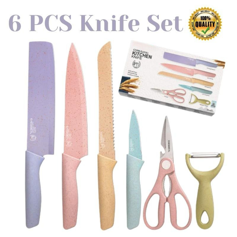 Rich 6PCS Kitchen Knife Set – Pastel Color Stainless Steel Chef and Bread Knives - Image 2